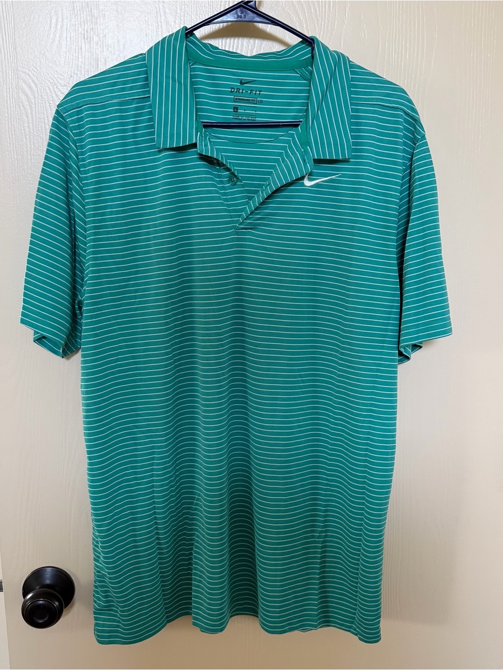 Nike Men's Teal Striped Polo Shirt